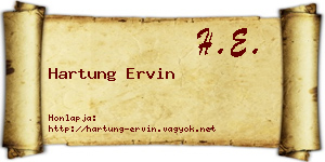 Hartung Ervin névjegykártya